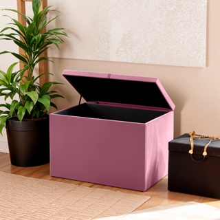 Baú Médio Retangular para Armazenamento em Veludo 55x32x40cm - Rosa em Oferta na Shopee