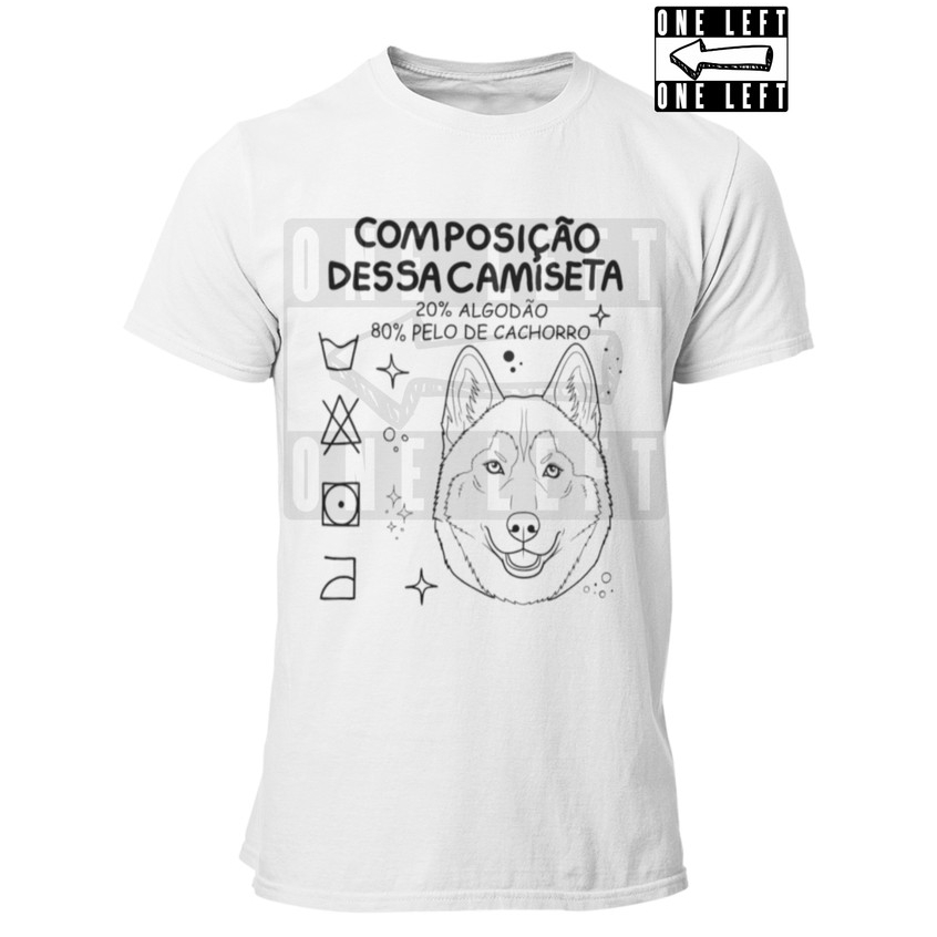 Camiseta Composição 80% Pelo de Cachorro Camisa 100% Algodão Perfeita Para Pelos de Cachorro Fofo Dog Husky Siberiano.