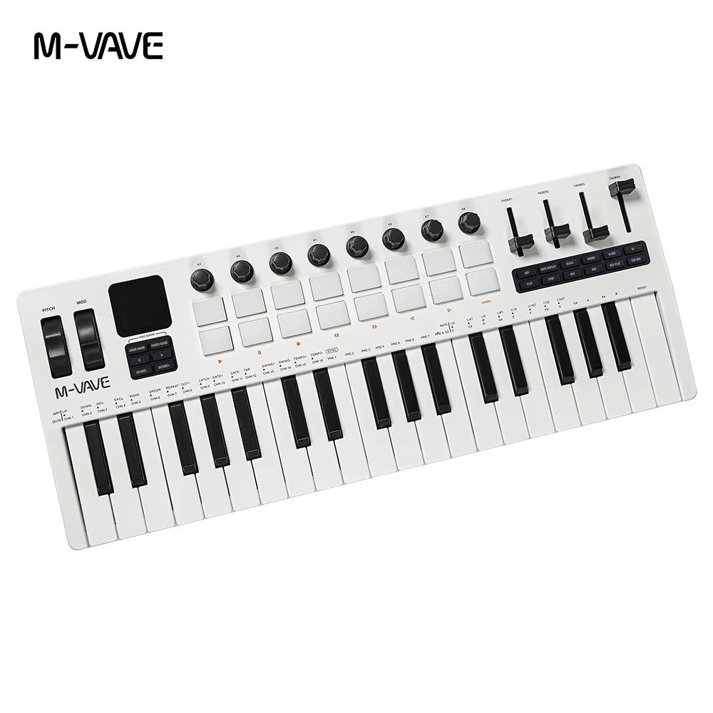 Teclado MIDI M-VAVE SMK-37 PRO 37 teclas 16 pads retroiluminados RGB Alcance de 3 oitavas Suporta conexão sem fio com em Oferta na Shopee