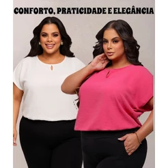 Blusa Linda Feminina Soltinha Confortável Linda Plus Size Duna Cores Lisas Diversas