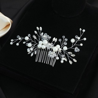 Vestido de noiva pérola grampo de cabelo cocar cristal flor luz luxo pente de cabelo acessórios bandana em Oferta na Shopee