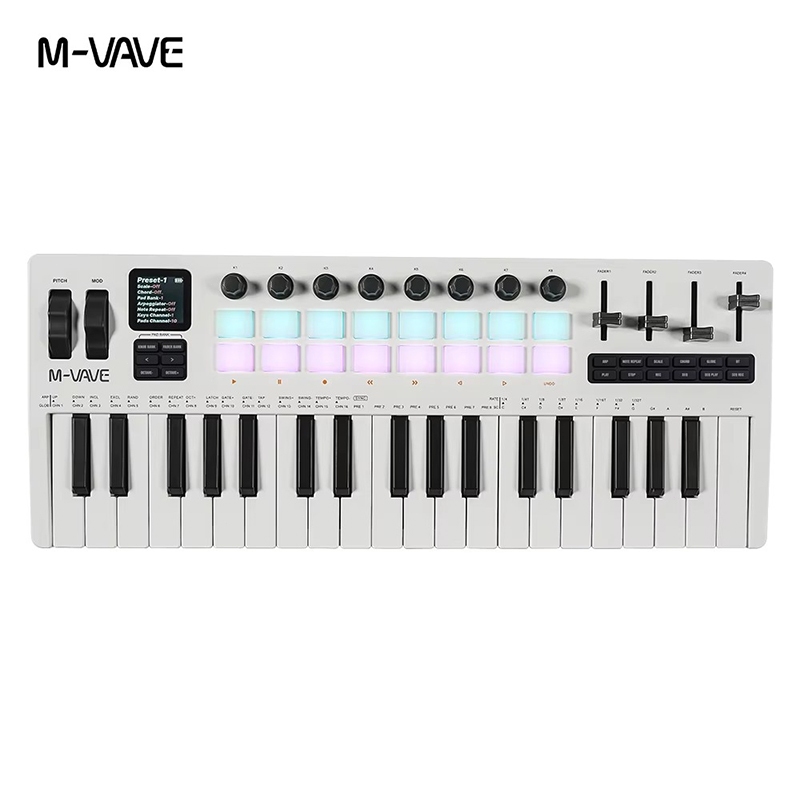 M-VAVE SMK-37 Pro Novo teclado MIDI sem fios Estação de trabalho sintetizadora tudo-em-um | 37 teclas sensíveis 16 pads em Oferta na Shopee
