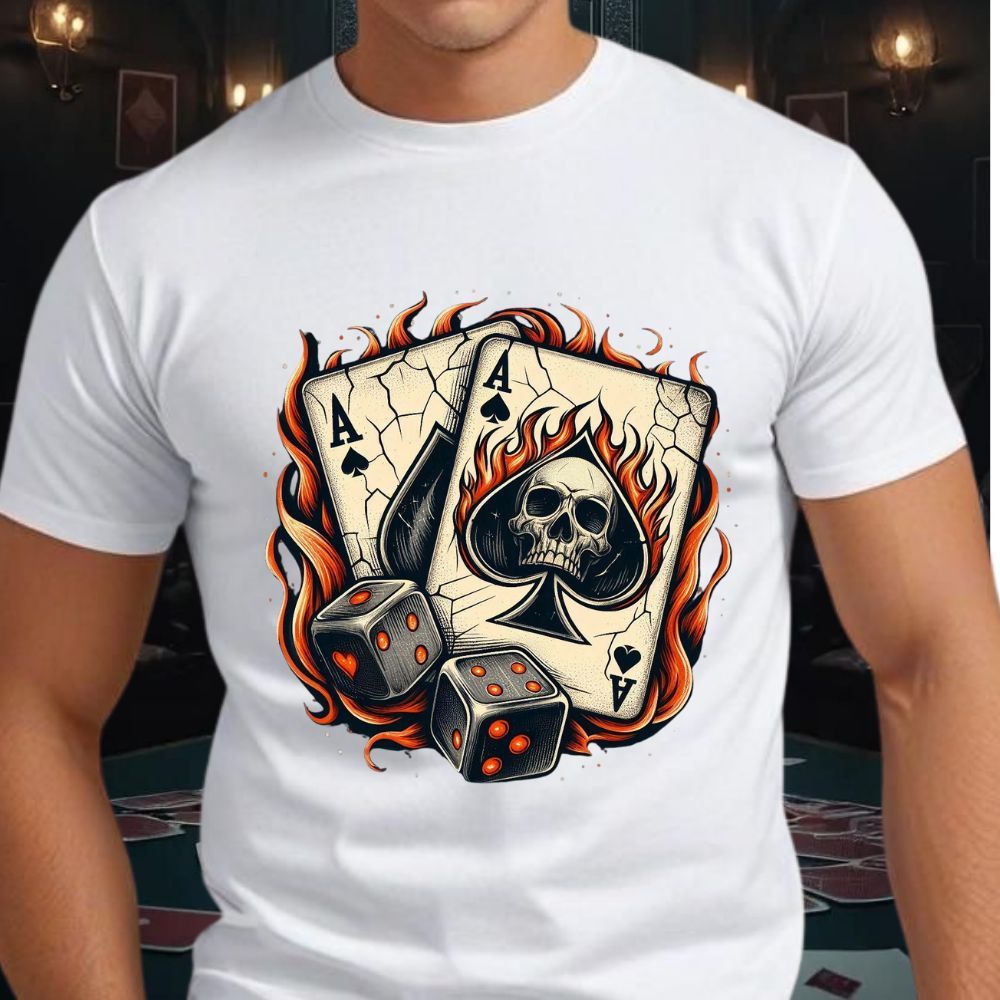 Camisa Camiseta Cartas Poker Baralho Lançamento 100% Algodão Fio 30.1 Moda Estilo Conforto