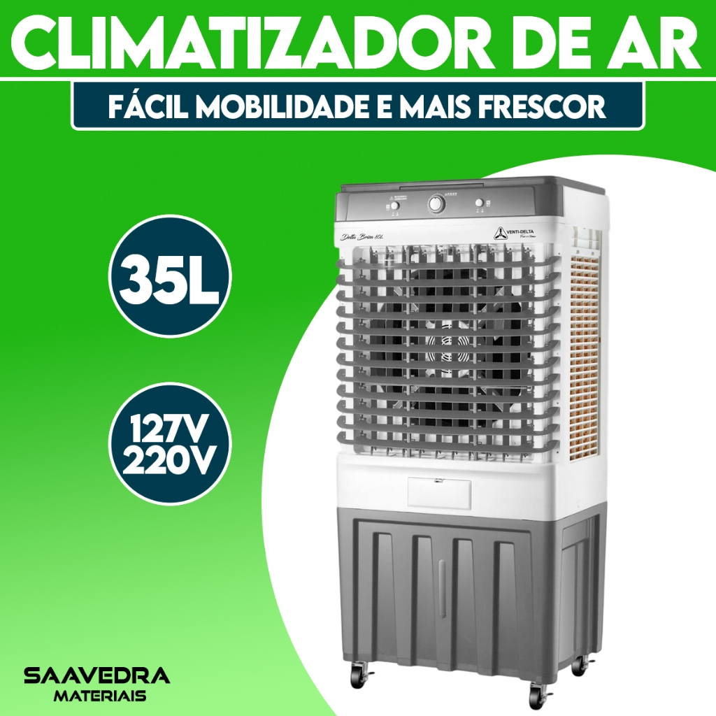 Climatizador De Ar Frio Portátil 35 Litros Potente e Econômico Venti Delta