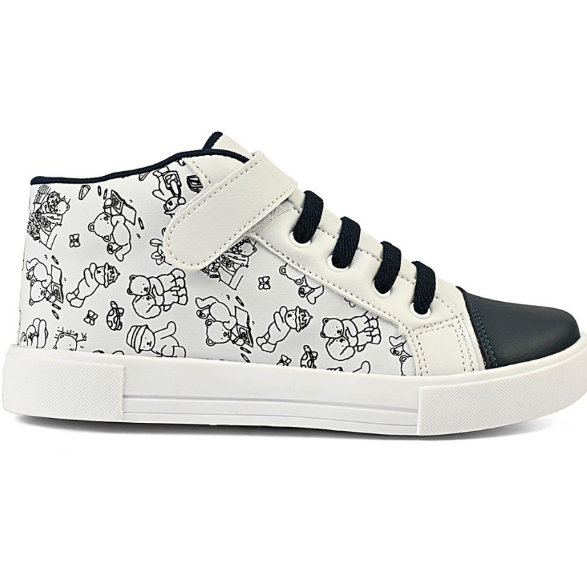 Tênis Infantil Menina Bob Antiderrapante Aulas Passeio Azul Marinho Pink Branco Desenho Pintar