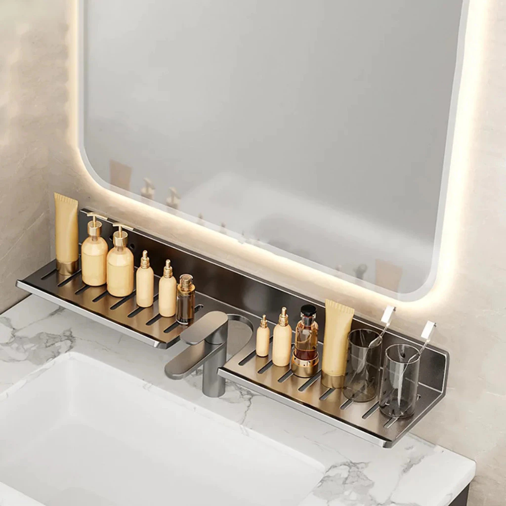Suporte de Banheiro Prateleira Sem Furo Oraganizador Multiuso Shampoo, Condicionador Sabonete 40cm em Oferta na Shopee