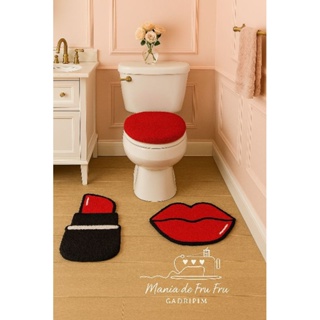 Jogo de banheiro Fru Fru Malha gel 03 peças decoração banheiro/closet/lavabo envio já em Oferta na Shopee