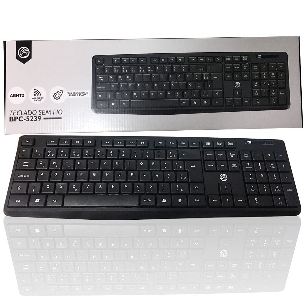 Teclado Sem Fio BrazilPC BPC-5239 USB – Conforto e Praticidade