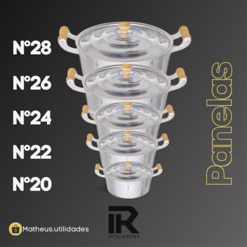 Imagem Jogo de Panela em Alumínio Fundido Grosso Nº20 a 28 /LINHA PREMIUM GRANDE