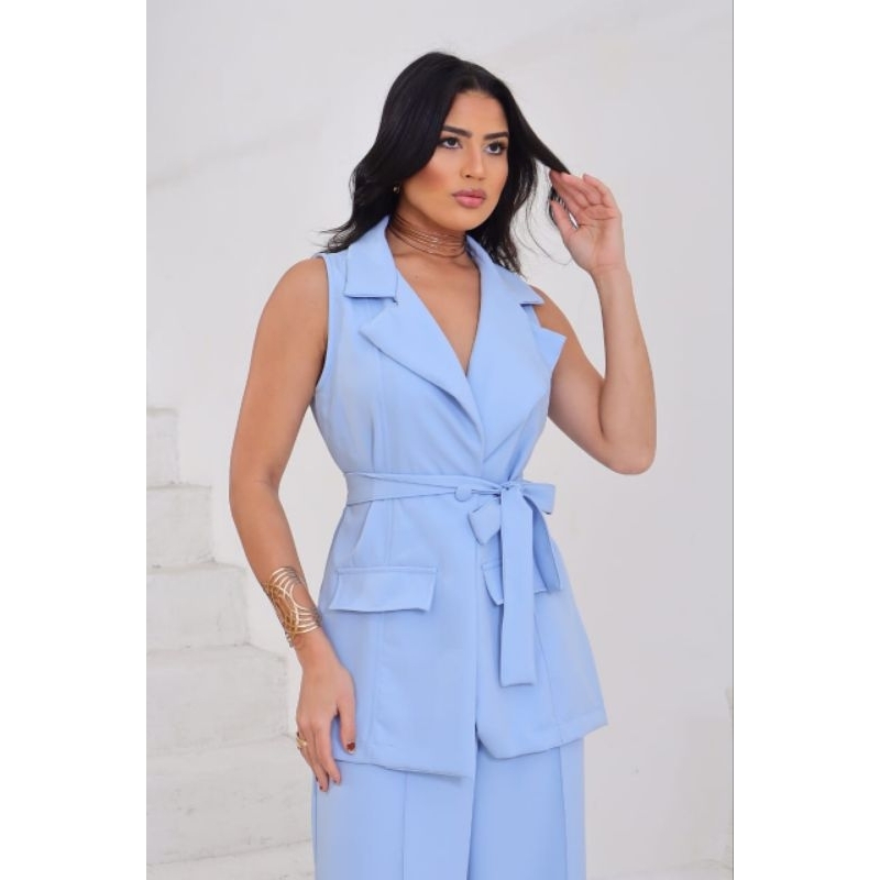 conjunto colete alfaitaria moda femenina  elegante casual luxo calça pantalona formatura