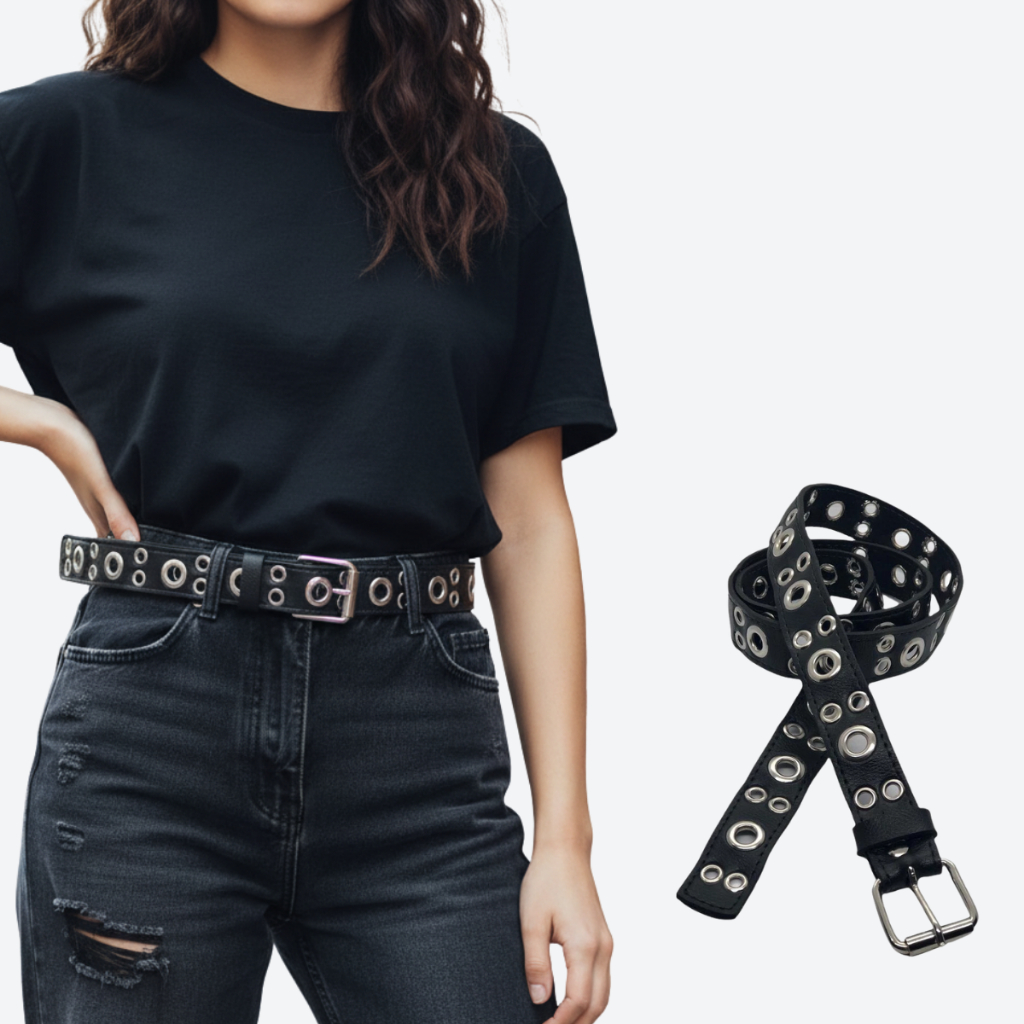 Cinto Unissex Punk Rock , Couro Sintético 51 / 45 Entrega Rapida 3cm - Sol em Oferta na Shopee