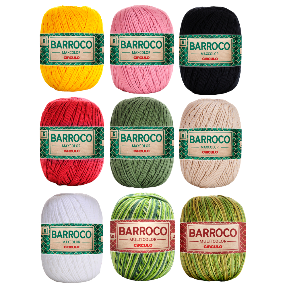 Kit 3 Novelos Linha Fio Barbante Barroco Maxcolor Multicolor Círculo N6 200g - Crochê / Tricô - Escolha sua Cor em Oferta na Shopee