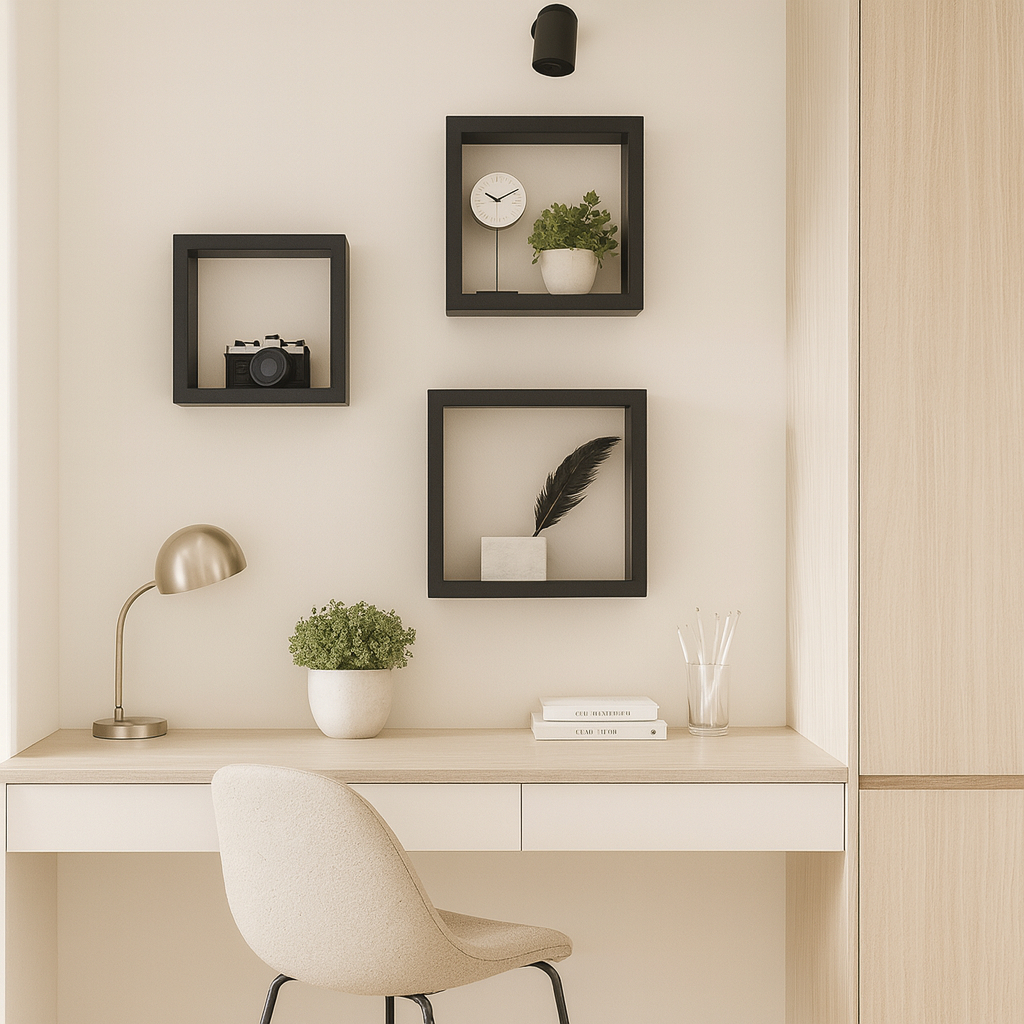 Trio Nicho Preto Mdf Decorativo Quadro Sala Preto Cor Da Armação Cromada