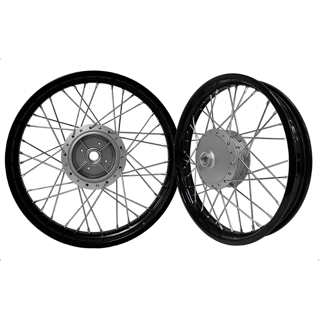 Par Roda Aro Preto Ybr Factor Tambor Raio 4mm Cromado ou Inox Montada