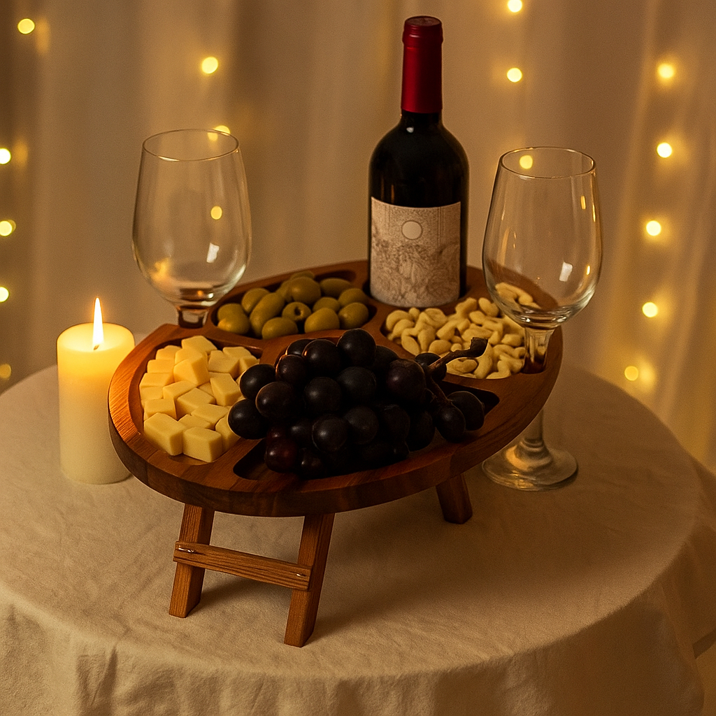 Kit Petisqueira Oval com Pé + BRINDE -  Suporte de Taças e Vinho, Tabua de Servir Frios, Molheira Ramekin