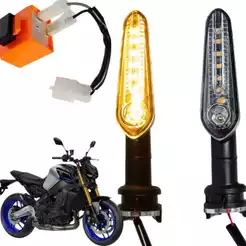 Par Pisca Seta Led Mt 03 07 09 2021 2022 2023 2024 Sequencial Fz15 + Rele 2 Pinos Com Chicote