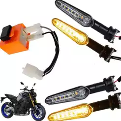 Kit 4 Pisca Sequencial Mt 03 07 09 2021 2022 2023 2024 Factor 150 Fz15 + Rele 2 Pinos Com Chicote