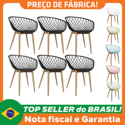 Kit 6 Cadeiras Poltrona Clarice Sidera Nest Web C/ Apoio De Braço