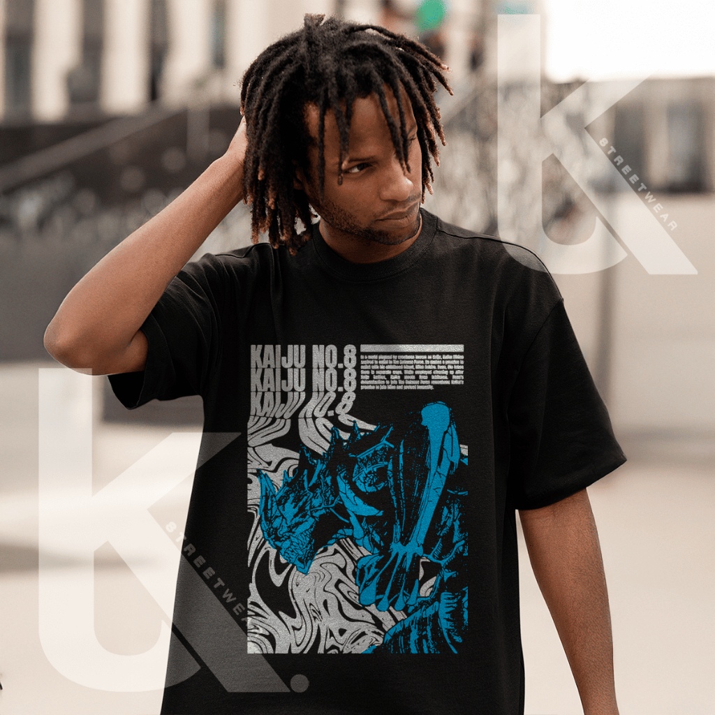 Camiseta Oversized Streetwear Anime Mangá Kaiju n8 Kafka Musculação Fitness Casual Confortável