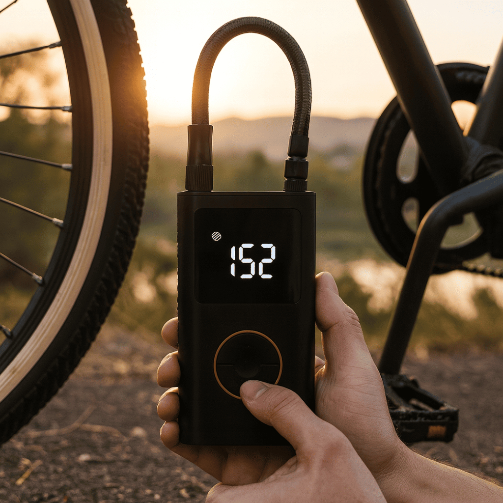 Bomba de Ar Digital Portátil Recarregável com Visor LED 80W para Carro Moto Bike e Bolas