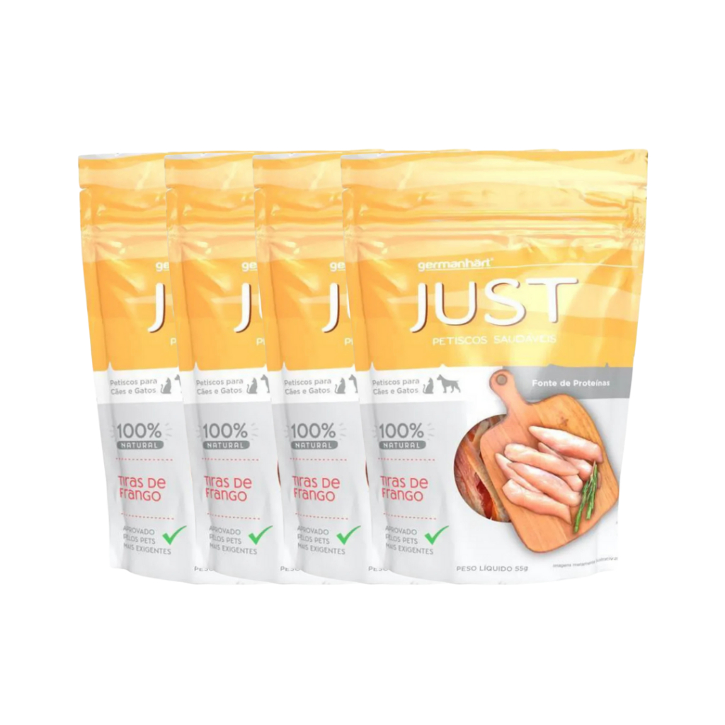 Kit 4 Petisco Natural Just Slice De Frango 55g Snack Natural Pet Sabor Frango Sem Conservantes