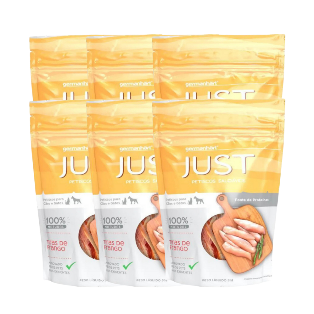 Kit 6 Petisco Natural Just Slice De Frango 55g Snack Pet Sabor Sem Conservantes