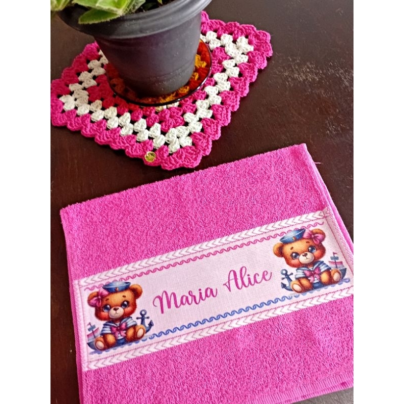 kit 2 toalhinhas de lavabo com nome  - boca - bebê - escolar - infantil - sublimação - personalizadas - toalha