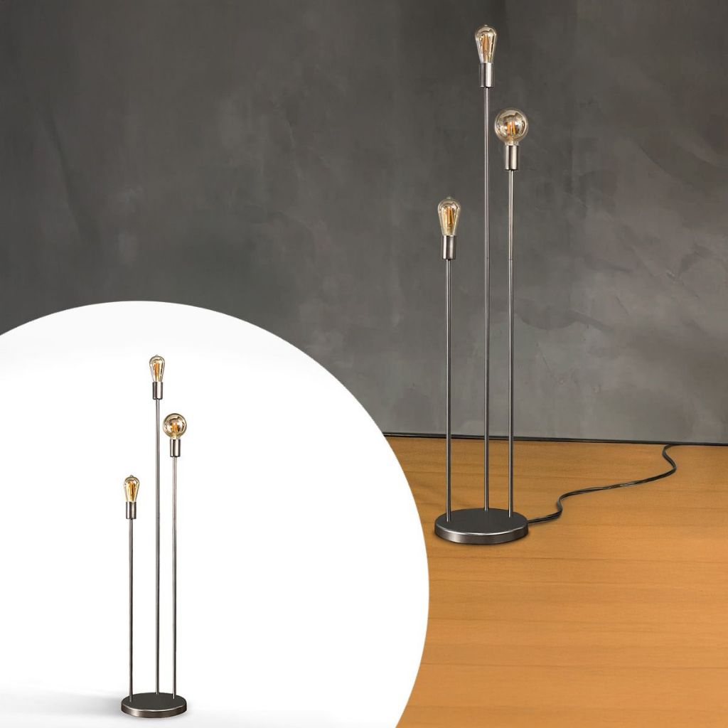 Imagem Luminaria Abajur de Chao e Piso Premium 136Cm Haste Tripla Soquete e27 bivolt alumínio Decoração Casa Sala Quarto
