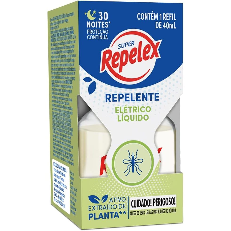 Repelente Líquido Repelex Super 30 Noites Refil Com 40ml