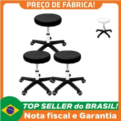Kit 3 Cadeiras Mocho Giratória Sem Encosto Dentista Banqueta Manicure Estética Tatuador Trabalho