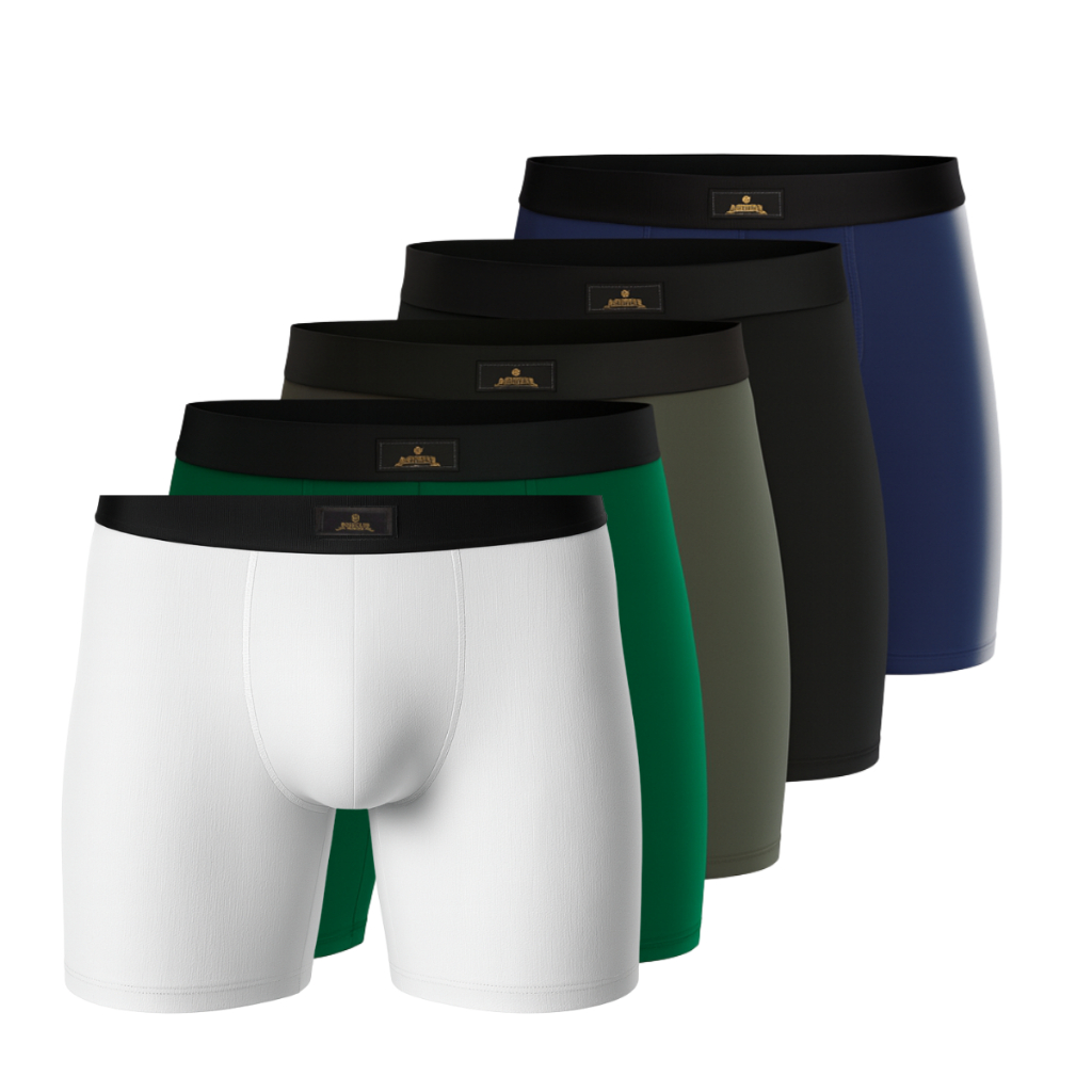 Kit 5 Cuecas Box Ciclista Comprida Long Leg Microfibra Boxer Perna Longa Não Enrola Poliamida