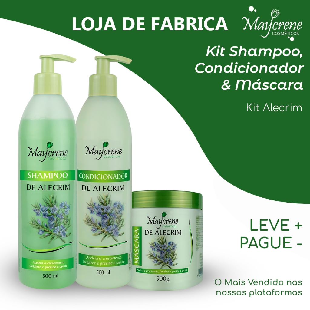 Kit Alecrim 500ml Maycrene | Fortalecimento, Crescimento Acelerado e Antiqueda em Oferta na Shopee