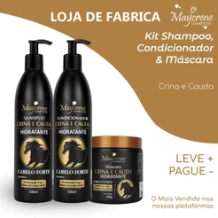 Kit Crina e Cauda Hidratante Maycrene (500ml/500g) | Proteína Do Trigo+ Pantenol+ Queratina - Cabelo Forte e Hidratação