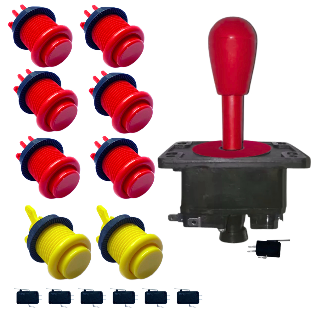 Kit 8 Botões Nylon Arcade Fliperama 1 Comando Colorido Joystick