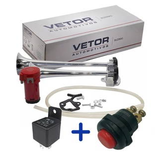Kit Completo Buzina Ar 2 Cornetas Ferro Cromada Vt053 Relé e Botão de Acionamento em Oferta na Shopee