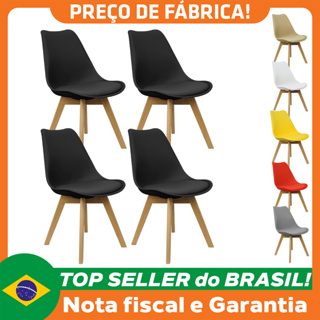 Kit 4 Cadeiras Charles Eames Leda Luisa Saarinen Design Wood Estofada Base Madeira em Oferta na Shopee