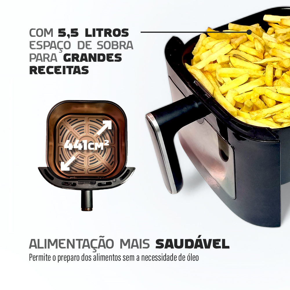 Air Fryer Fritadeira Elétrica Digital Extream 5,5L - Preto e Prata — imagem 2 de 2