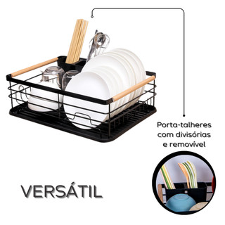 Escorredor De Louças Para Cozinha Com Porta Talher Removível Brinq Lar