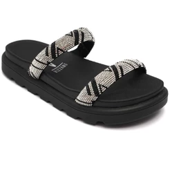 Papete Vizzano Feminina Strass Brilho Tratorada Original 6459.110 Preto