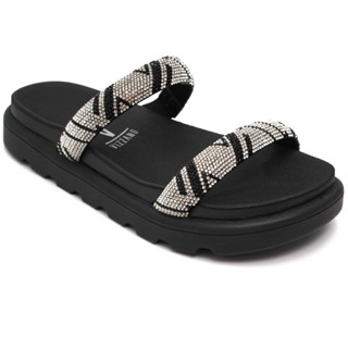 Papete Vizzano Feminina Strass Brilho Tratorada Original 6459.110 Preto em Oferta na Shopee