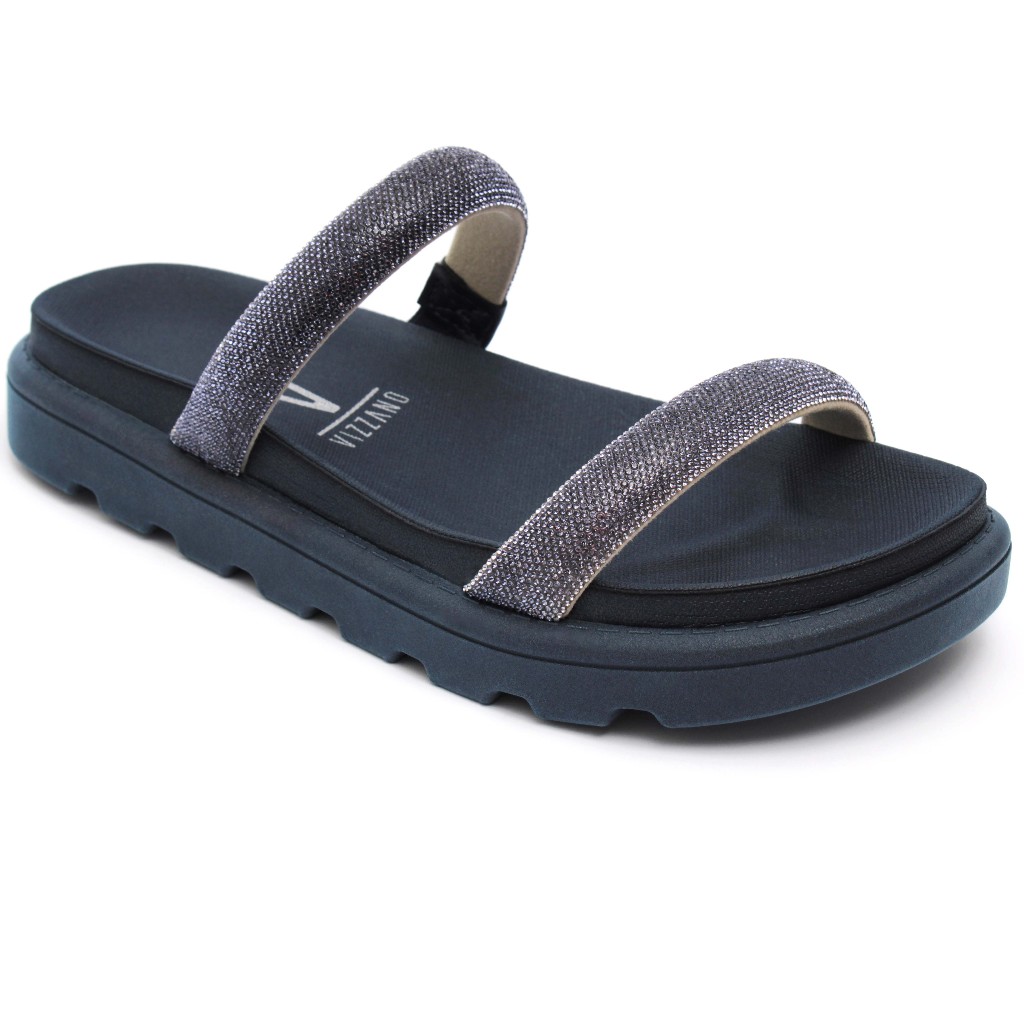 Papete Vizzano Feminina Strass Brilho Tratorada Original 6459.110 Marinho em Oferta na Shopee