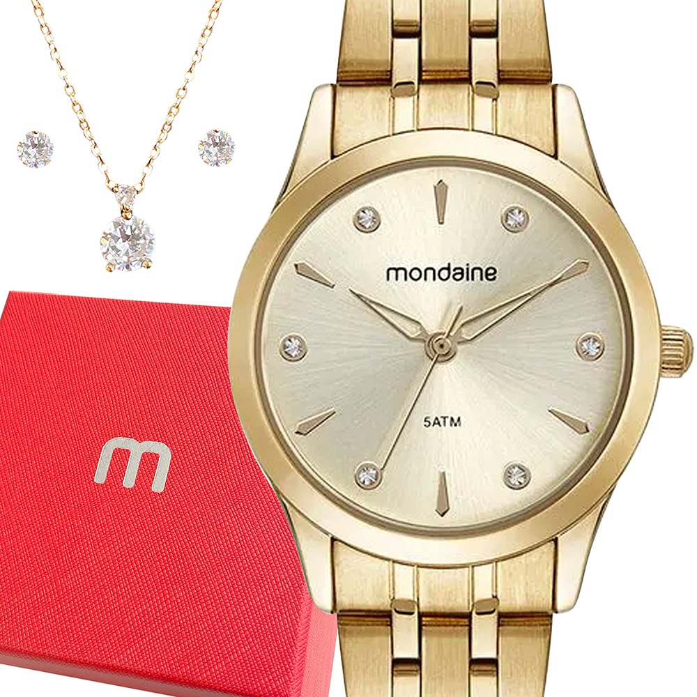 Relógio Mondaine Feminino Dourado Original Luxo Prova Dágua