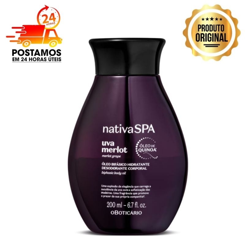 Óleo Bifásico Hidratante Desodorante Corporal Nativa Spa Uva Merlot 200ml boticário