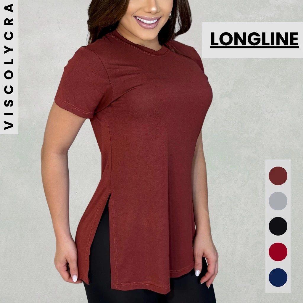 Blusa Feminina Tshirt Longline Soltinha Tapa Bumbum Academia Viscolycra — imagem 1