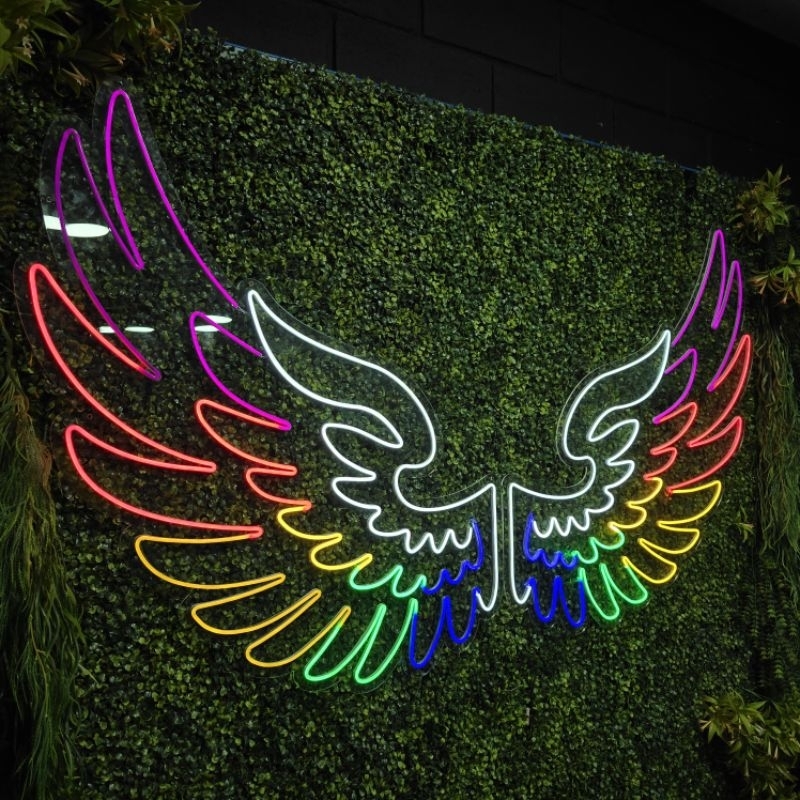 Painel LED Neon em Acrílico Cristal 4mm - Asas de Anjo