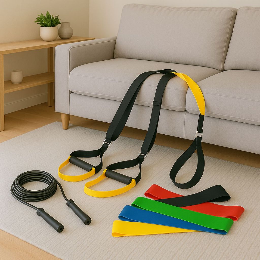 Imagem Kit Treino Completo TRX + Faixas Elásticas + Corda Bem-Estar Saúde Resultados Imediatos Lançamento Envio Rápido