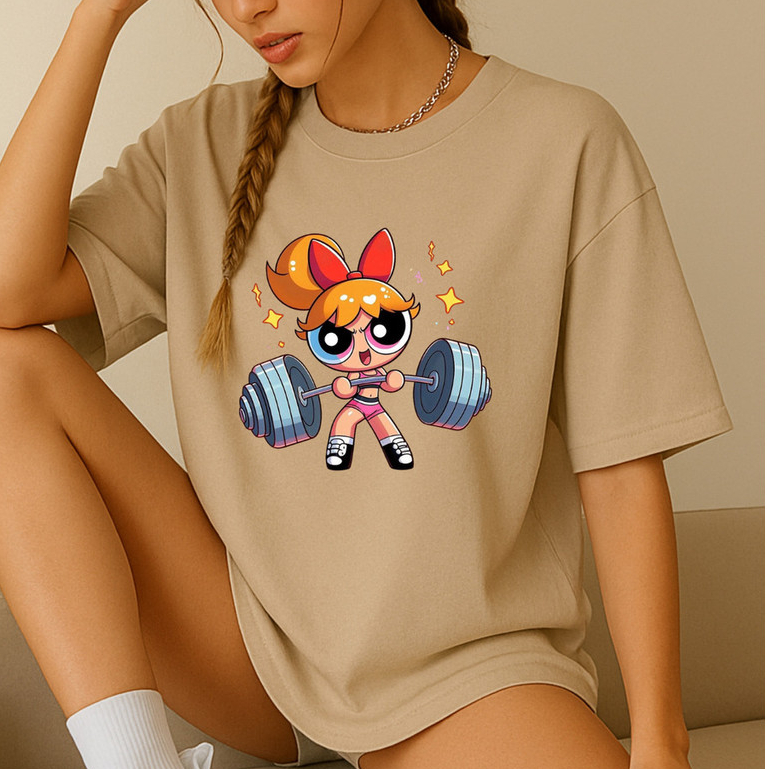 Camiseta Super Poderosas Feminina Personagem Academia Treino