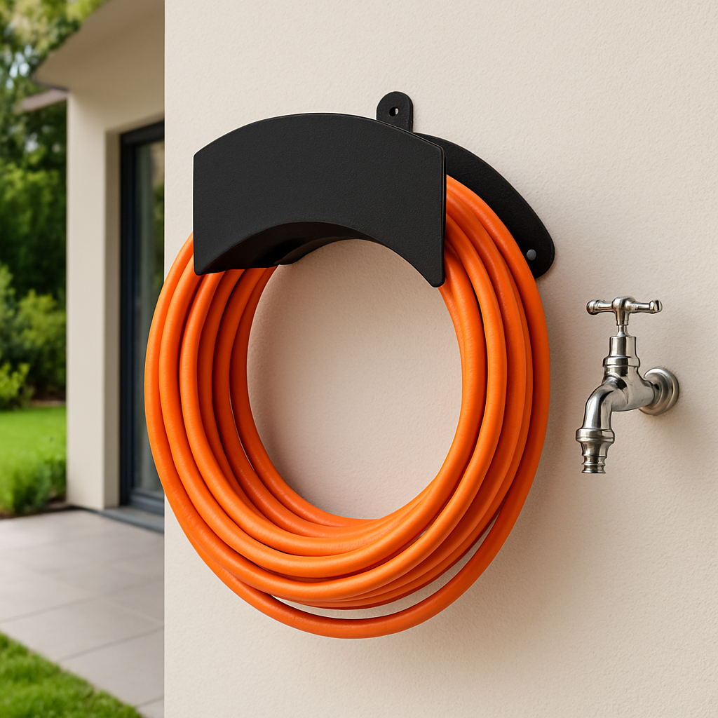 Suporte Em Aço Fixo Em Parede Para Mangueira Jardim Quintal Área Externa Design Discreto - CLEAN