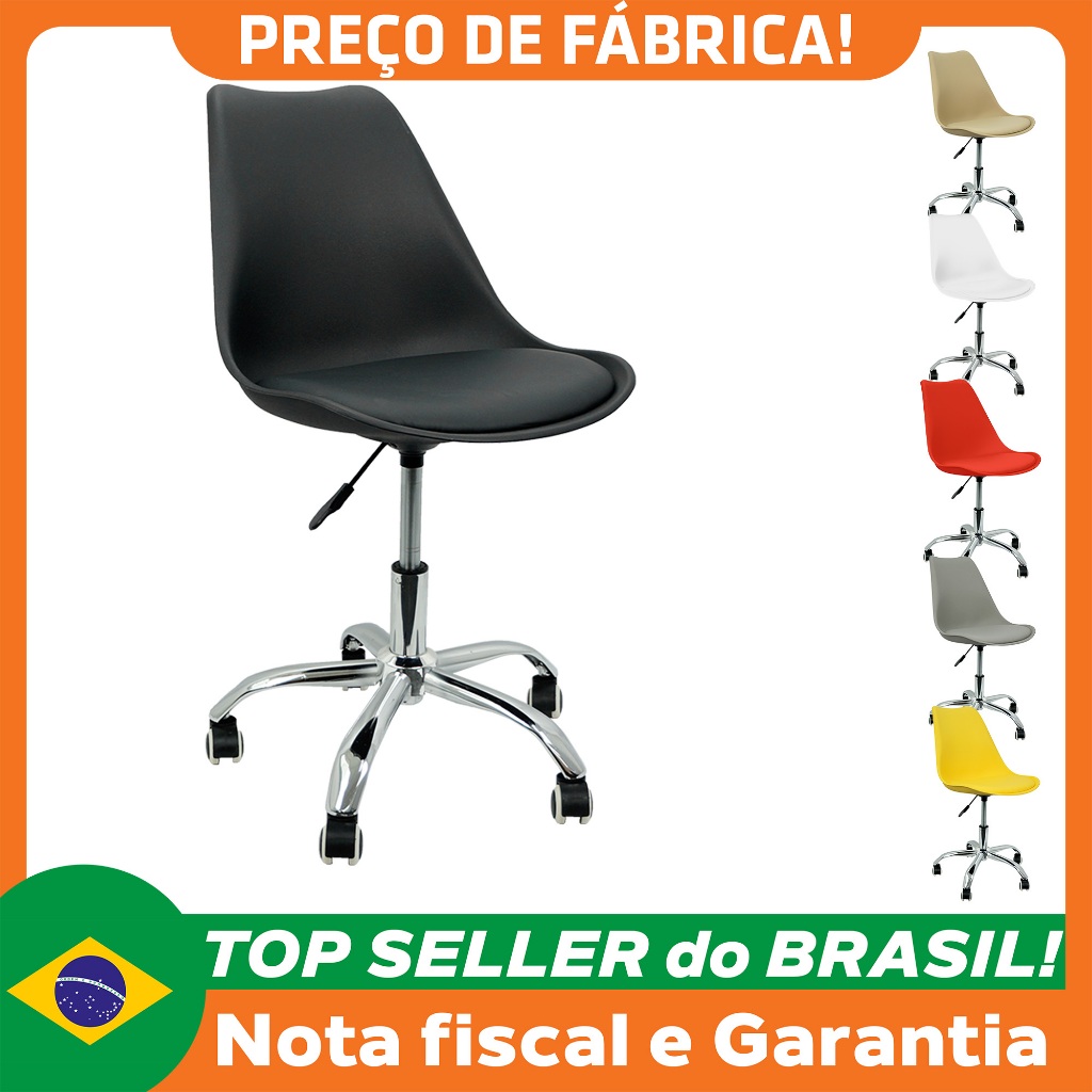 Cadeira Leda Office Luisa Saarinen Estofada Base Giratória Cromada - Lianto Decor