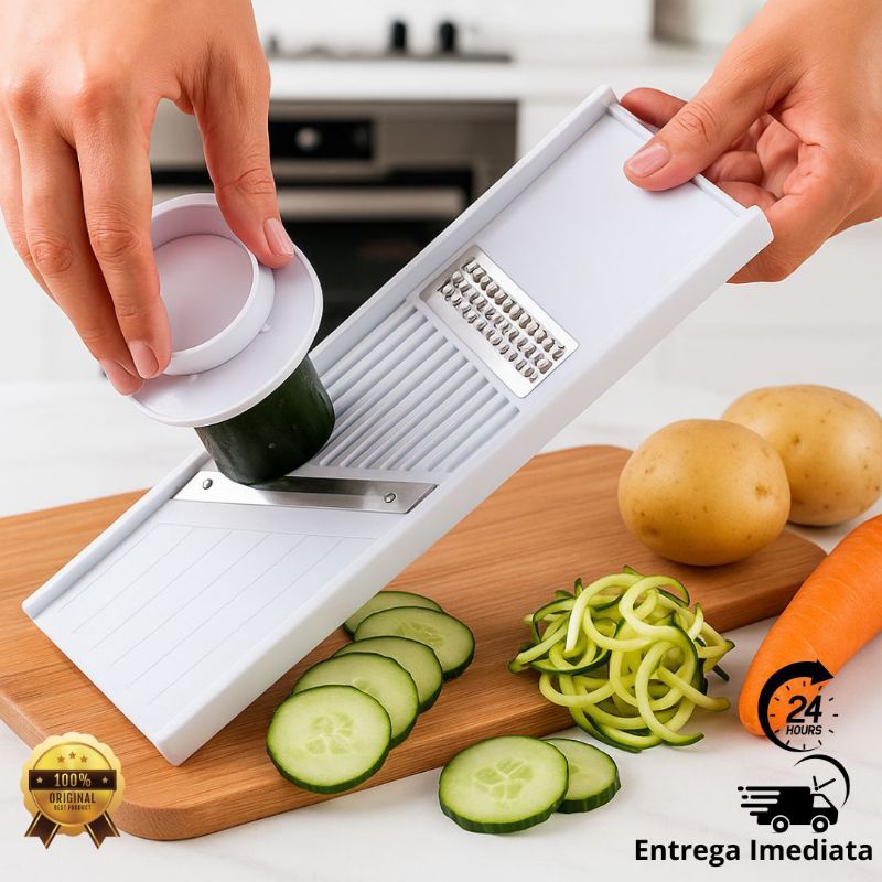Ralador Fatiador Cortador de Legumes Frutas Verduras Saladas Batata Faz macarrão de Abobrinha
